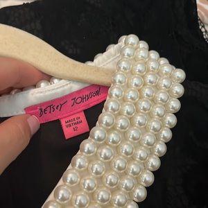 Black and pearl Betsey Johnson dress with lace overlay, classic:)